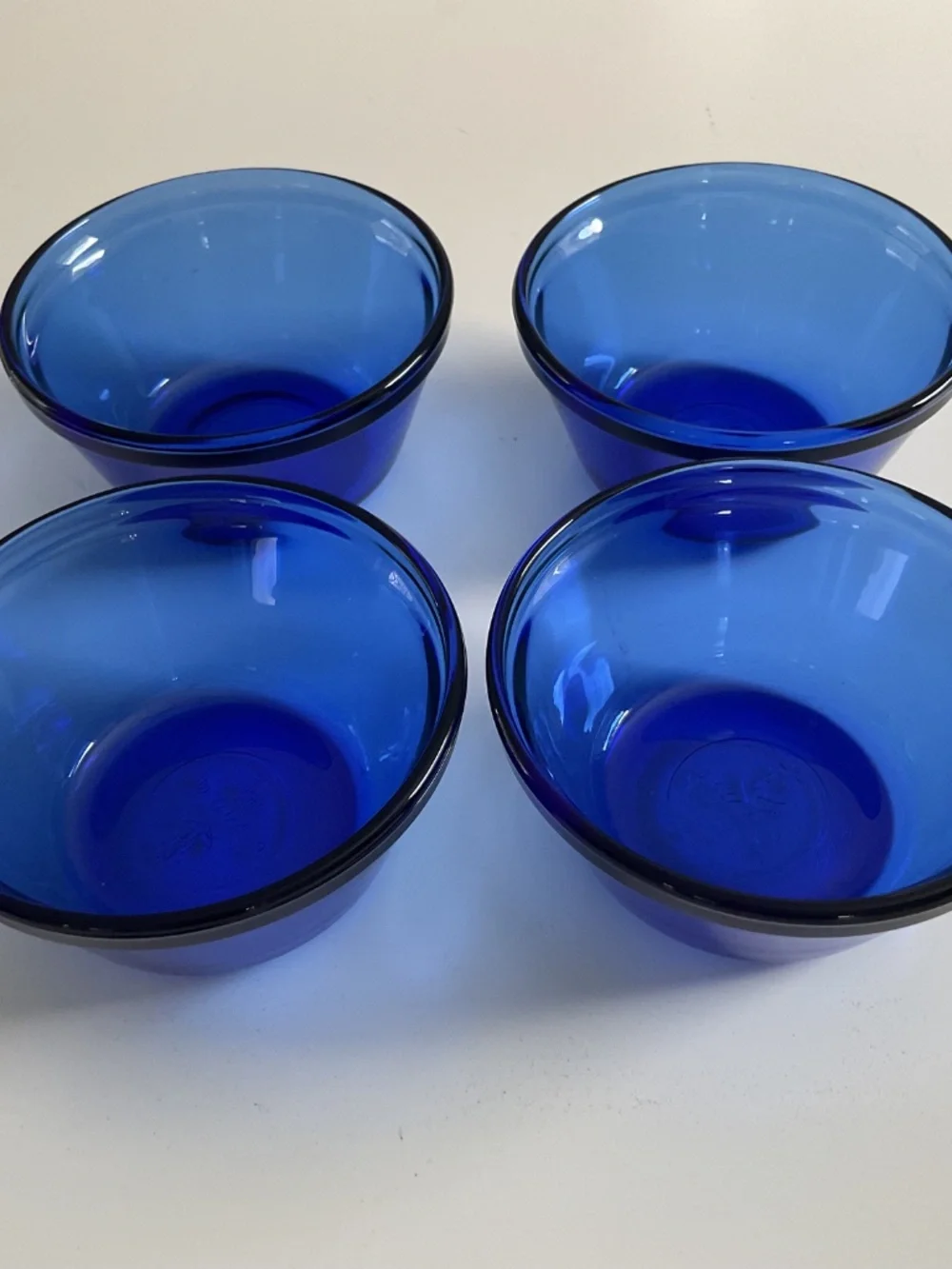 Set of 4 Anchor Hocking Cobalt Blue Glass Custard Cups Ramekins Bowls 6oz